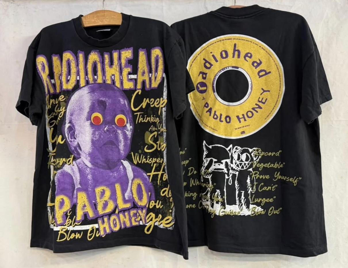 RADIOHEAD Vintage 1993 PABLO HONEY AOP 90s Band XL Single Stitch T-Shirt REPRINT XXXXL