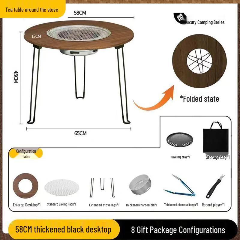 Outdoor Charcoal BBQ Grill Table