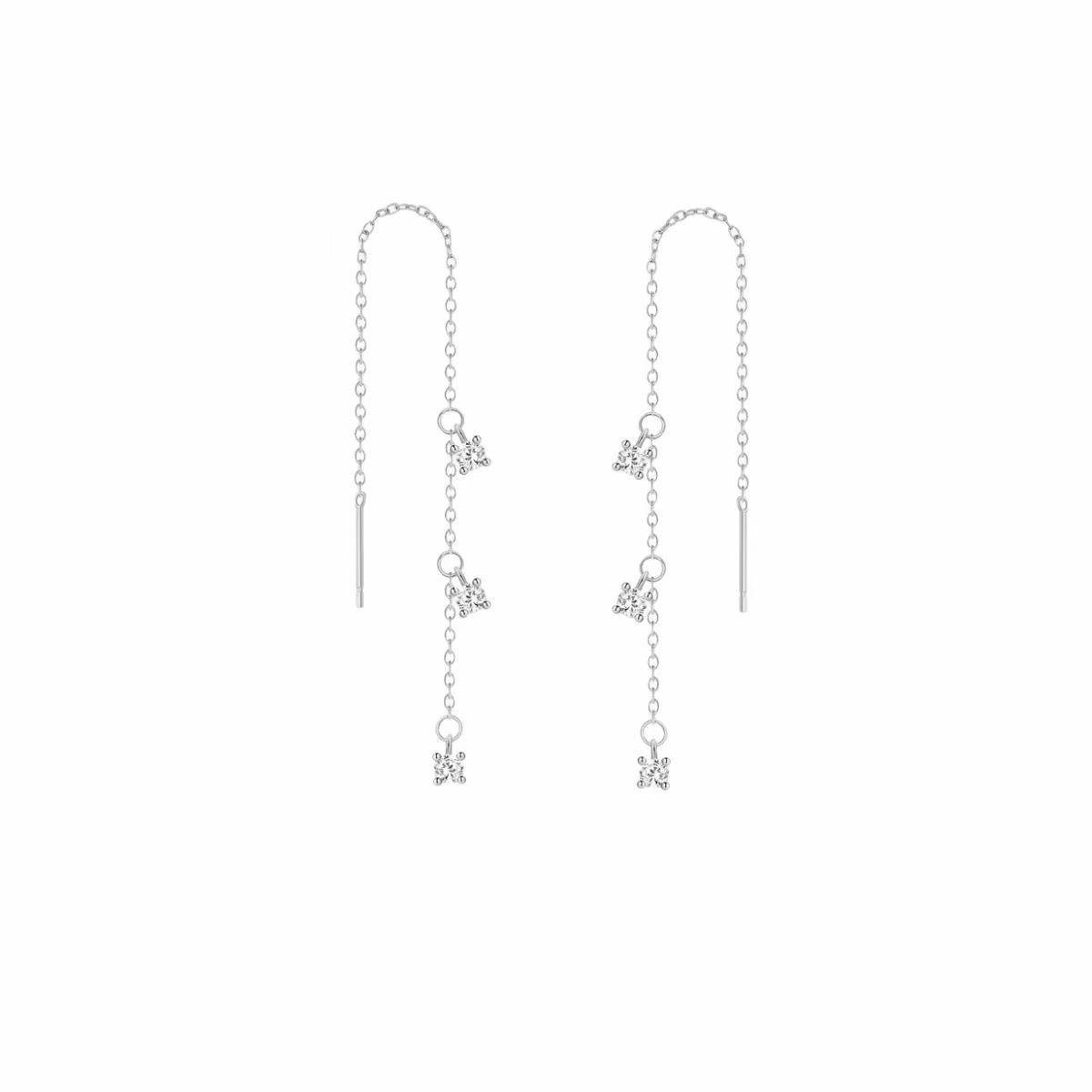 

Серьги-подвески со звездой из циркона с позолотой - Женский набор из трех предметов