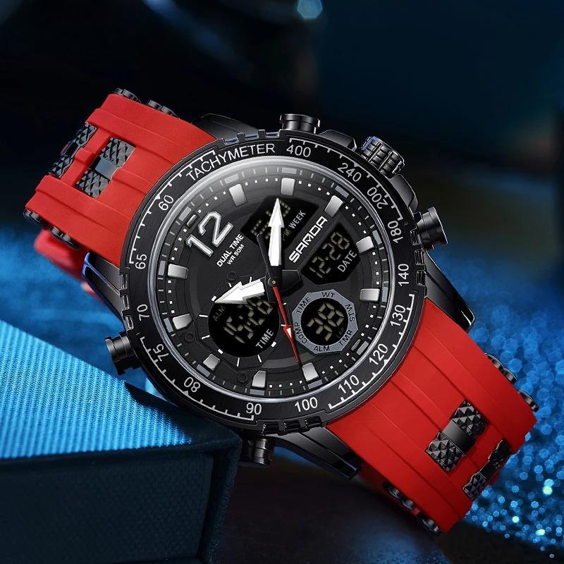 New Men's Wristwatch Waterproof Alarm Clock Multi-function Double Display Electronic Sports Watch LED Digital Quartz Clock