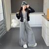 2025 Girls' Trendy Two-Piece Autumn Set: Cardigan Sweater & Wide-Leg Pants