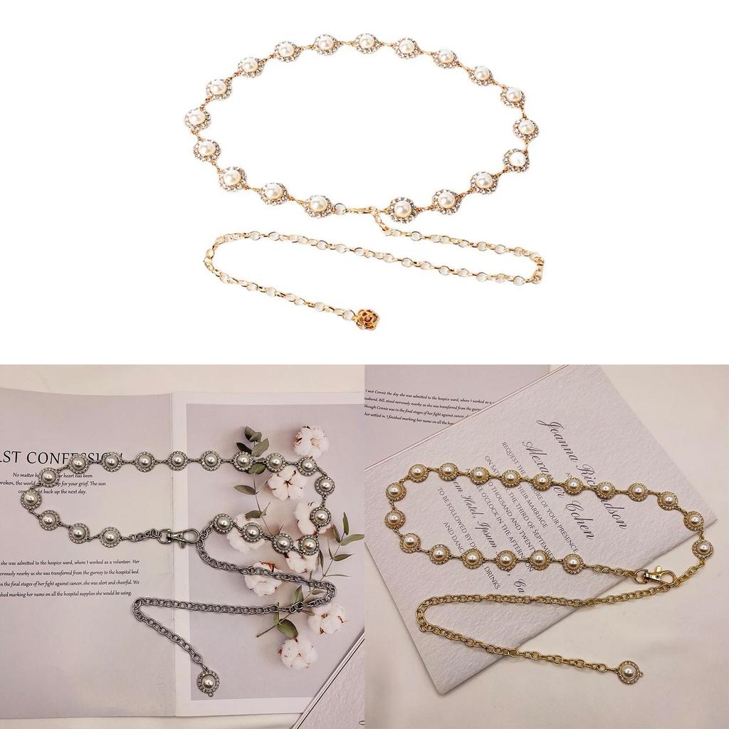French Pearl Waist Chain For Women With Water Diamond Embellishments Fashion Jewelry Summer Accessory