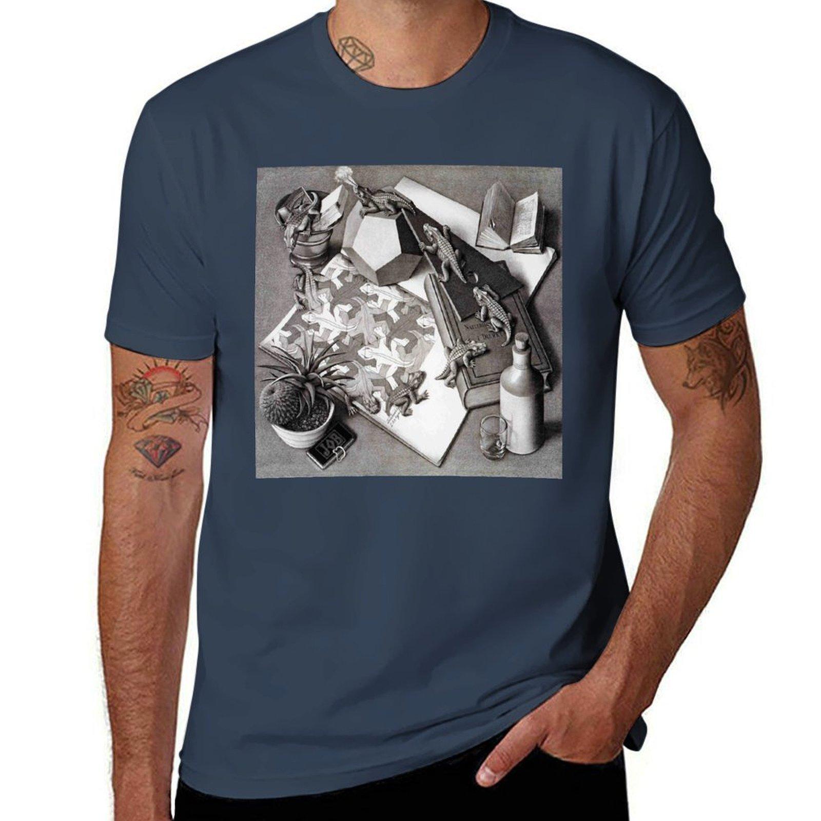 Escher Classic T Shirt Tshirt Sweat Resistant Workout Tee Shirt S