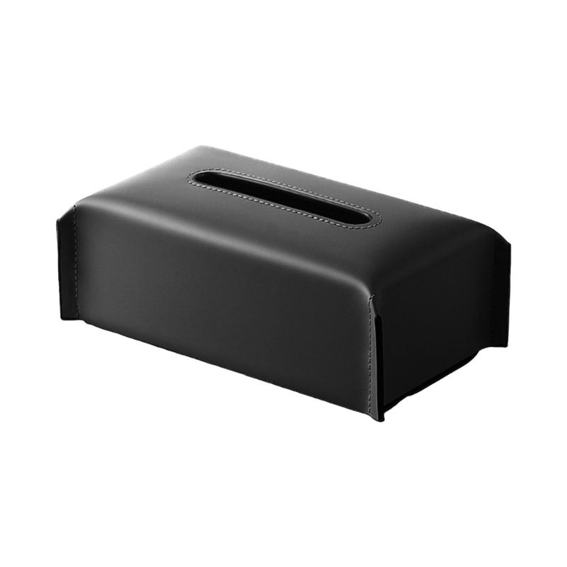 PU Leather Tissue Box Rectangular Paper Towel Container Elegant Tissues Storage Case Refillable Napkin Dispenser