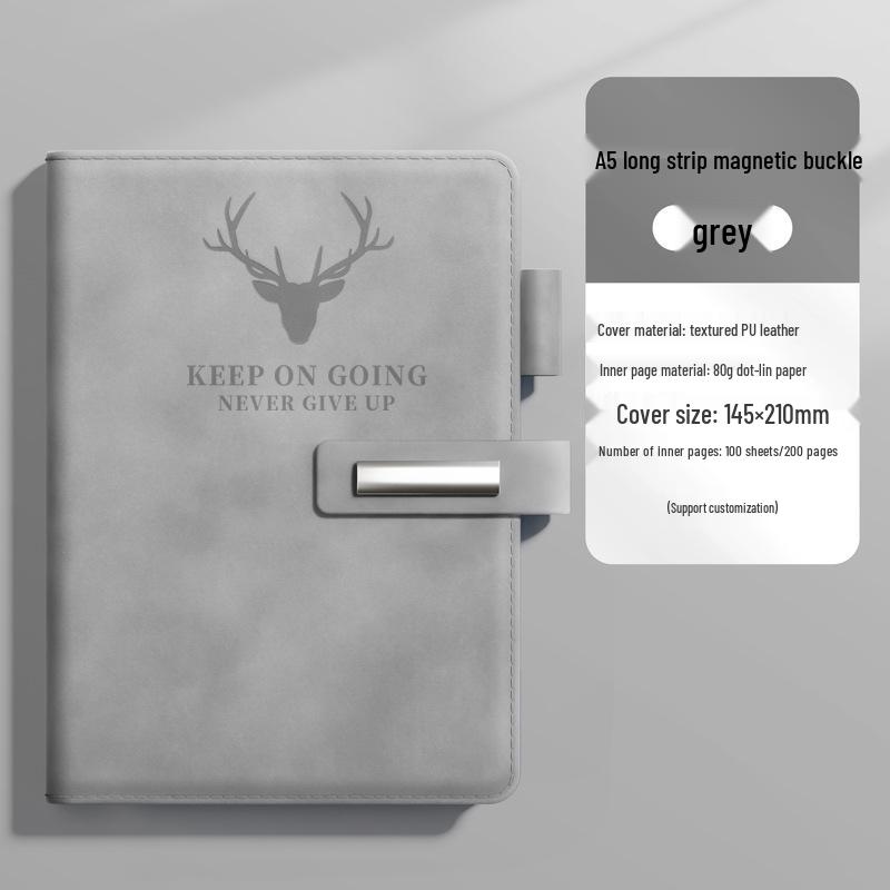 Custom Logo A5 Soft Leather Notebook with Deer Head for Business Meetings