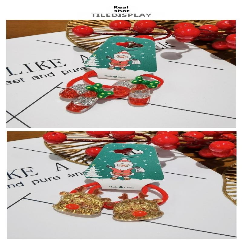 2Pcs/Set 2026  Christmas Hair Accessories Girls Festive Santa Claus Hair Ties Cute Red Hairpin Kid Holiday Party Hairpins