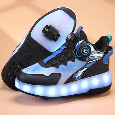 Jungen/Mädchen Zwei-Rad Doppelzweck Rollschuhe Doppelreihe Heely Schuhe Rollschuhe Leuchtende Sportschuhe Wiederaufladbar