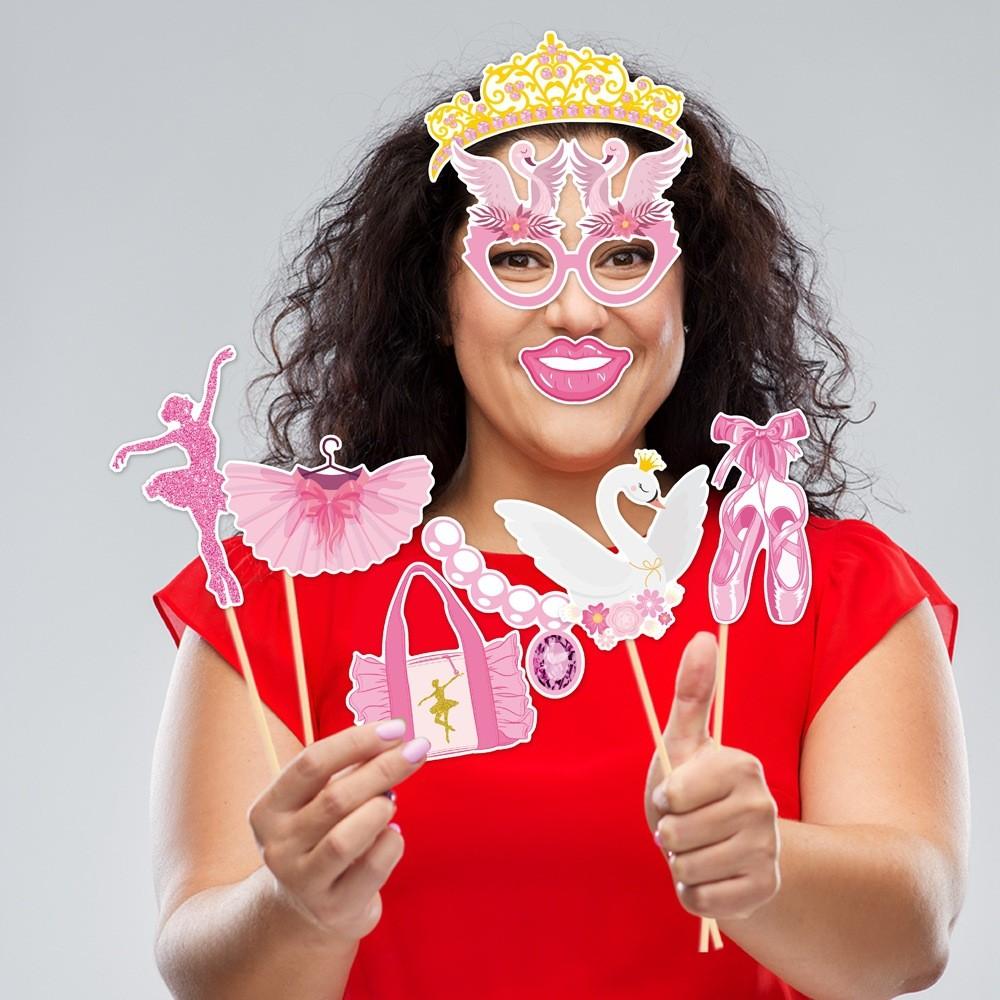 Ballet Theme Pink Photo Props With Sticks For Birthday Party Celebration