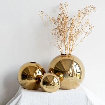 Heimdekoration Vergoldete Kugel Keramikvase Ornamente Kunst Handwerk Blumentopf Kunst Hydroponische Vasen Heimdekoration Ornament Geschenk