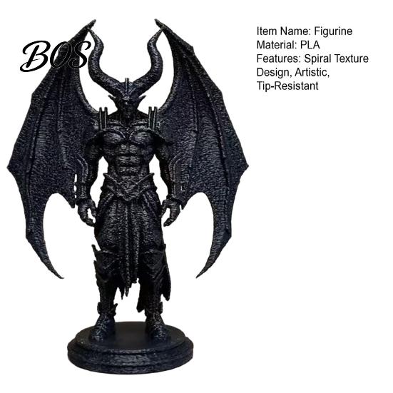 Durable Textured Statue Demon Angel with Armor And Wings, 3D Printed Gothic Sculpture Dark Style Decor for Desk Shelf, Fantasy Home Decor, Halloween