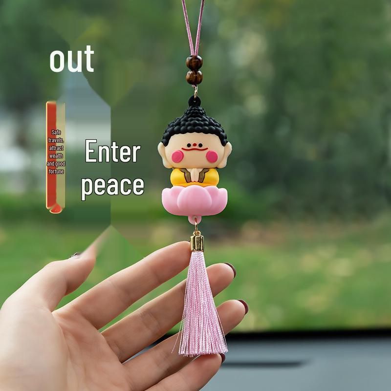 Car Interior Lotus Buddha Pendant: Cute Rearview Mirror Ornament & Souvenir