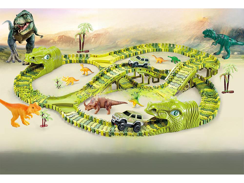 Elektrická dinosauří dráha s montážním ruským kolem pro děti