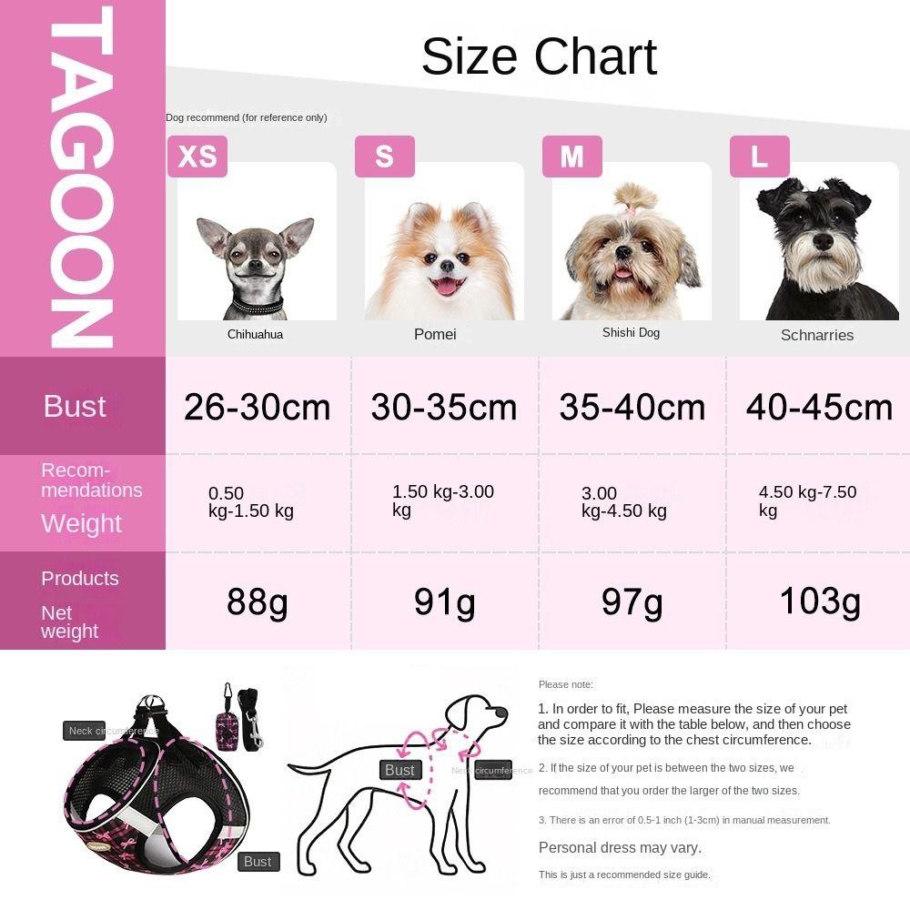 Breathable Dog Harness Leash Anti slip Reflective Cat Harnesses Vest Adjustable Wear-resistant Pet Chest Harness for Small Dogs