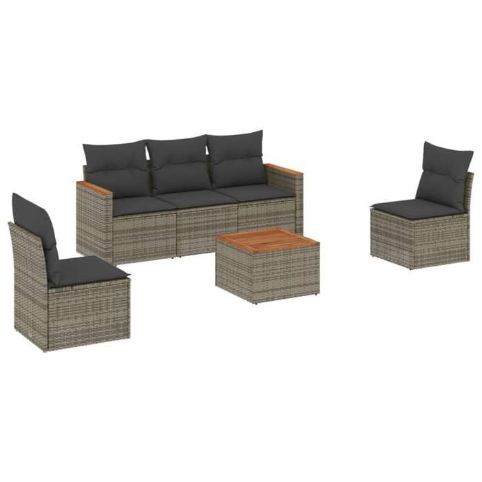 VidaXL Garden Lounge Set with Cushions 6 Pcs, Patio Sofas, Patio Furniture Set, Outdoor Furniture, Grey 3258259