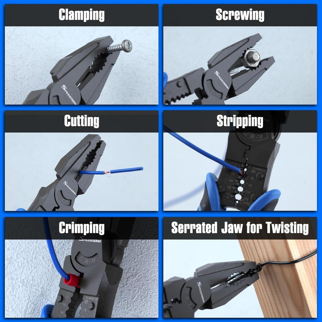 SPEEDWOX Pliers and 180mm Power Diagonal Cutting Power Precision Crimping Bolt Long Nose Wire Hand for Iron Home Car Steel Wire Spring Lock 3-Piece