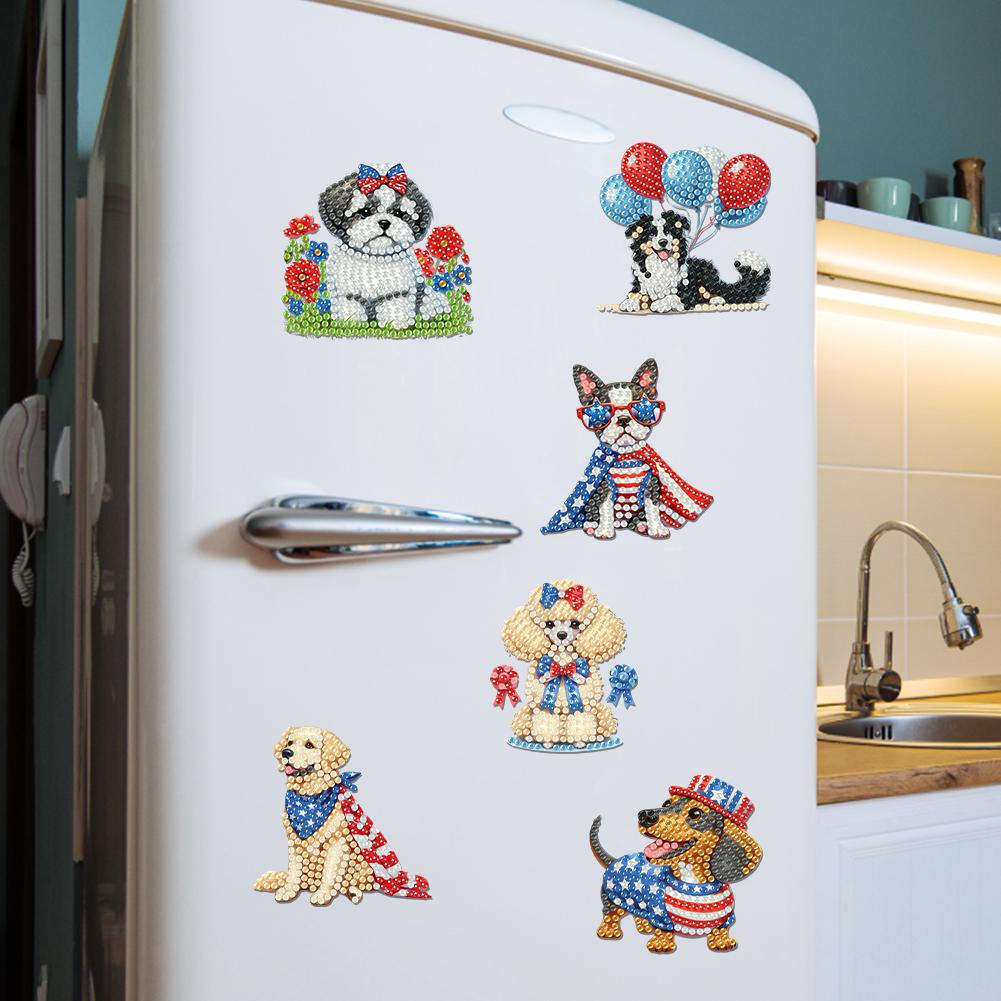 6Pcs DIY Diamond Painting Fridge Magnets Crystal Sparkling Diamond Magnets Set Diamond Painting Magnets Kit for Home Decoration
