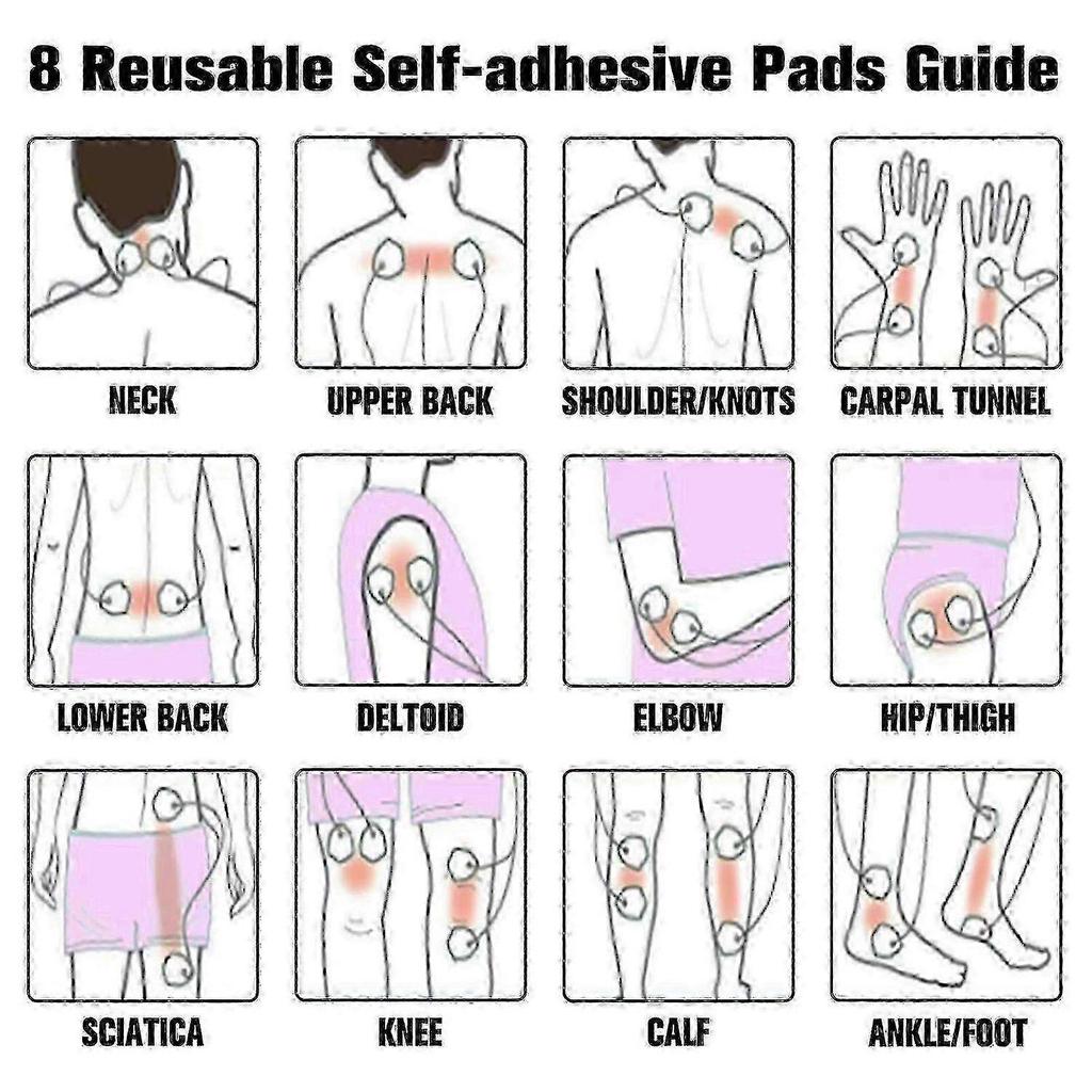 Dual Channel Pain Relief TENS Unit with 8 Electrode Pads for Muscle Stimulation Therapy