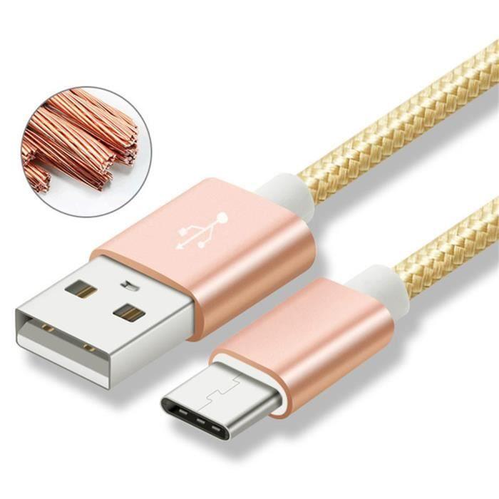 USB Type C Cable [50cm] - Nylon USB C Cable for Samsung S8 Plus/S8/Honor 9/A3/5(2017)/sony Xa1/xz/sony L1/pixel /macbook Pro Ect Gold