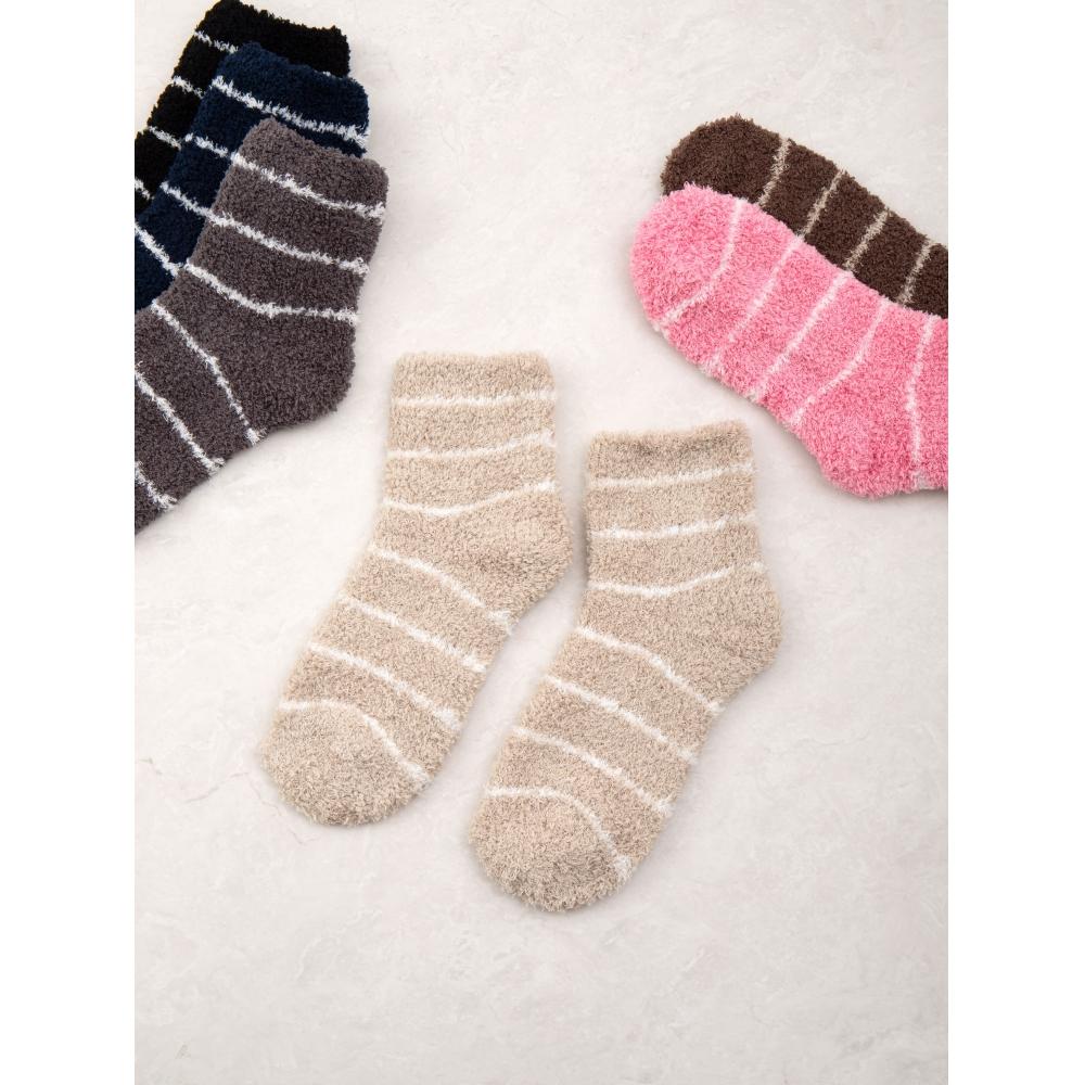 

Мягкие термоноски Daiso Solid Color Beige (white) pattern (stripes)
