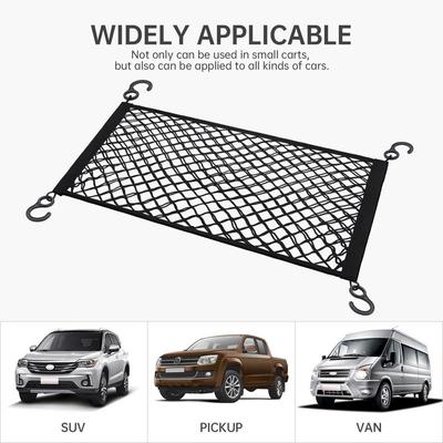 Netztasche für Gepäckwagen, Universelles dehnbares LKW-Netz mit Haken, 70x35CM, Elastisches Gepäcknetz, Organizer, Laderaum, Kastenwagen, Wohnmobil