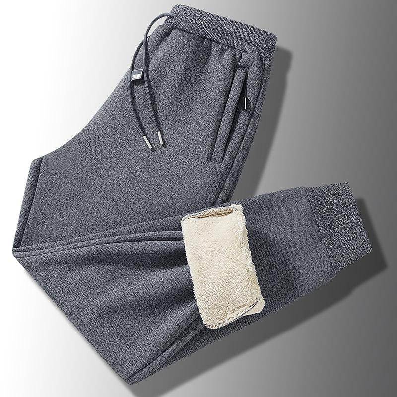 Winter Kaschmirhose Herren Fleece Warme Dicke Freizeitsporthose Mode Kordelzug Große Jogginghose