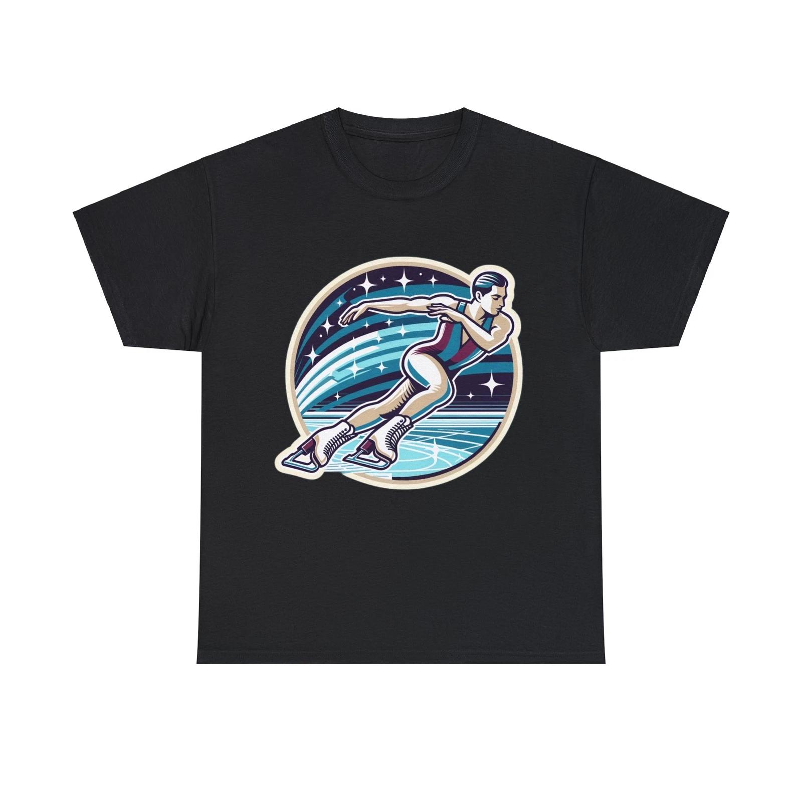 Unisex Adult T Shirt Art Deco Ice Skater Elegance Olympic Figure Skating Sports M