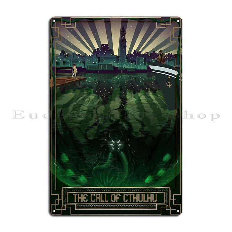 Der Ruf des Cthulhu Art Deco Metallschild Poster Wandbild Garagendekoration Klassisch Kundenspezifisch Kino Blechschild Poster
