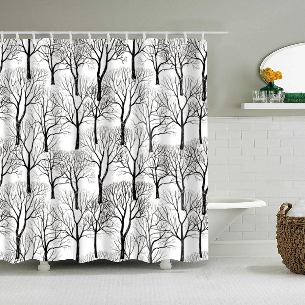 Tropical Green Plant Palm Leaves Bathroom Accessories Set Shower Curtain Bathroom Curtains Waterproof Polyester with Hooks