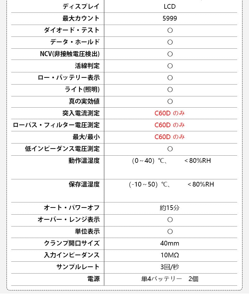 ASLOE Digital Clamp Meter (610B+ (C60D)) [1-Year Manufacturer's Warranty] [Official Japanese Product] [Japanese Instruction Manual]