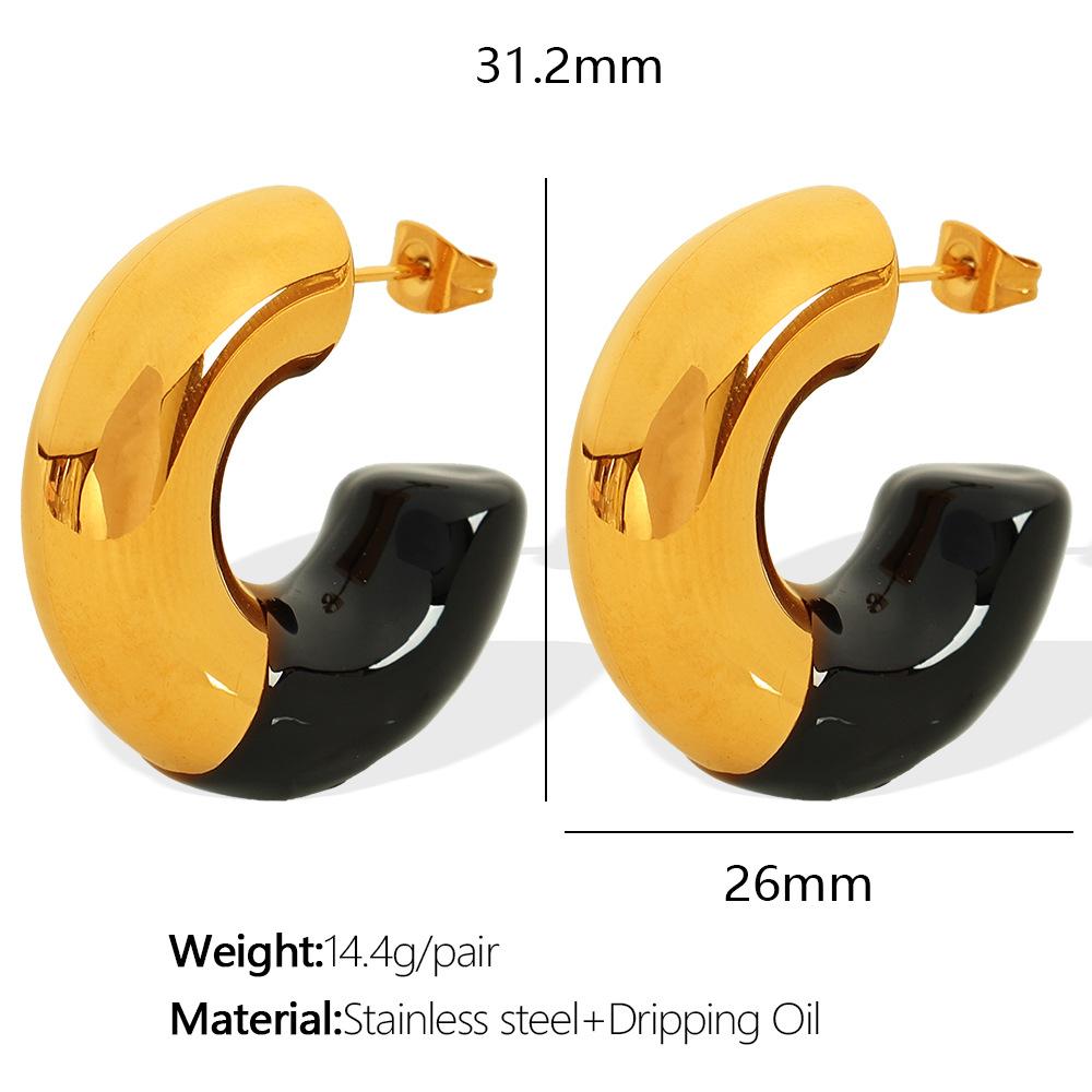 European and American Internet celebrities ins personality ring C type trend simple Epoxy earrings