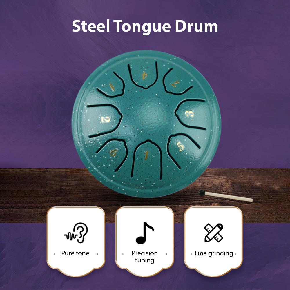 Steel Tongue Drum 4 Inch 8 Notes C Key Percussion Instrument Portable Balmy Drum with Drum Mallets for Meditation Yoga