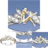 Exquisite Fantasy Flower Fairy Elf Cubic White Gold Plating Two-toned Wedding Ring Jewelry For Women