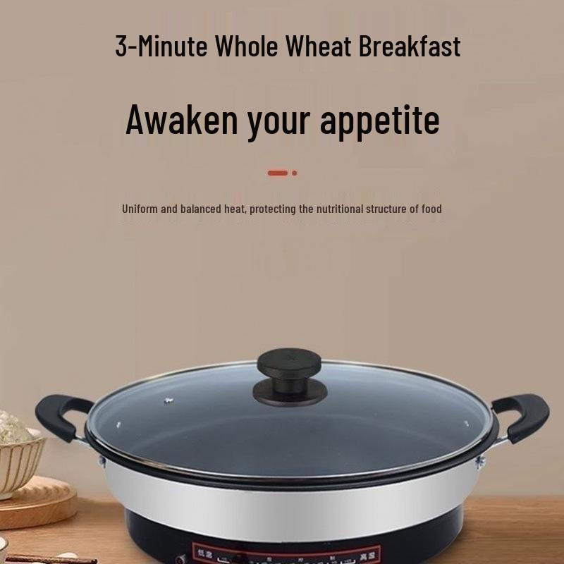 Versatile Electric Griddle with Non-Stick Deep Frying Pan and Single-Sided Heating for Pancakes and Pot Stickers