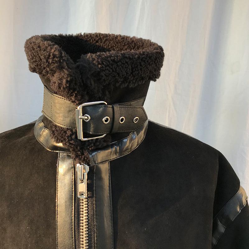 Winter Trendy Cotton Coats, Sherpa Jackets, Plus Velvet Jackets, Suede Men's Korean Style Handsome Motorcycle Jackets