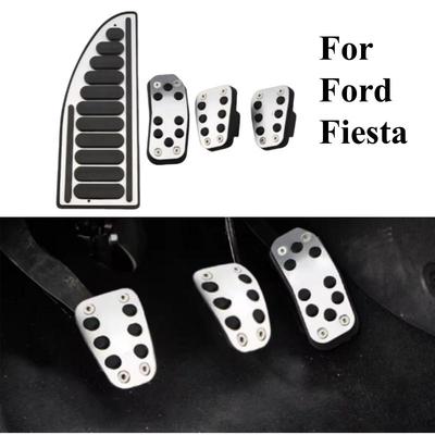 Cubrepédales de coche para Ford Fiesta MK7 2009 - 2015 Ecosport 2012 - 2017 Acelerador Pedales de Gas Almohadillas Aleación de Aluminio Goma