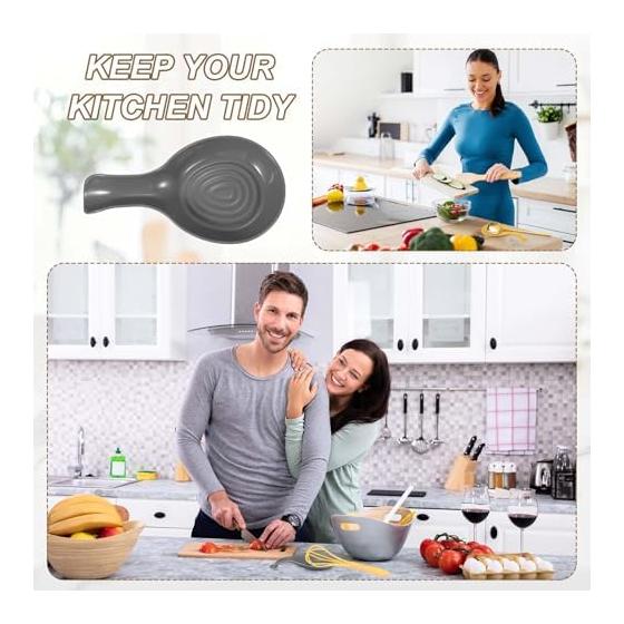 uxcell 4 Pcs Spoon Rest Set, 8.3x4.4 Inch Plastic Spoon Holder Heat Resistant Spatula Ladle Rest Kitchen Cooking Utensil Holder for Stovetop Tongs