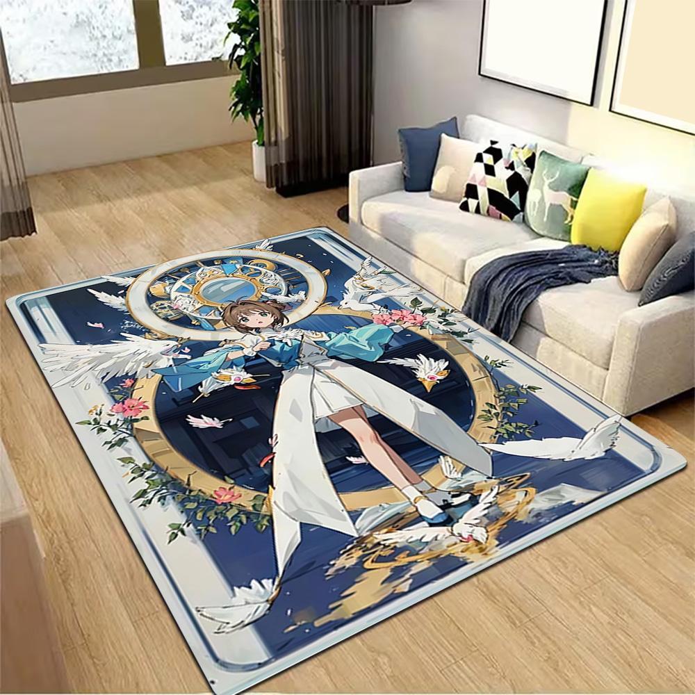 Elegant Blue Floral Dress Decoration,Carpet,Living Room,Bedroom, Non-slip,Square rug
