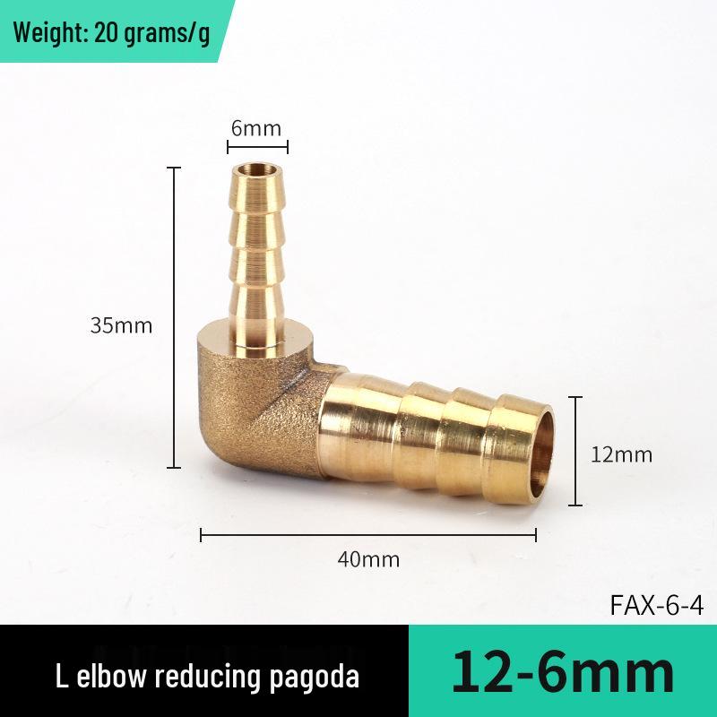 Brass L-Shaped Reducing Pagoda Plug, 4mm-19mm Conversion Hose Fitting