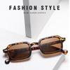 Fashion Square Sunglasses Women Retro Rivets Decoration Gradient Shades Uv400 Men Leopard Blue Sun Glasses