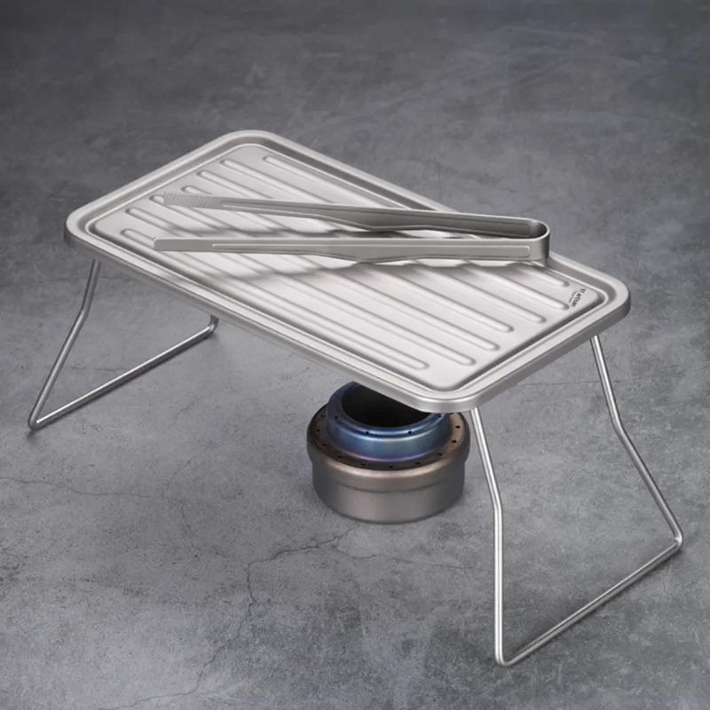 1pc Portable Folding Camp Grilling Titanium BBQ Grilling Grate Ultralight Mini Table For Camping Hiking Picnic Barbecue Titanium