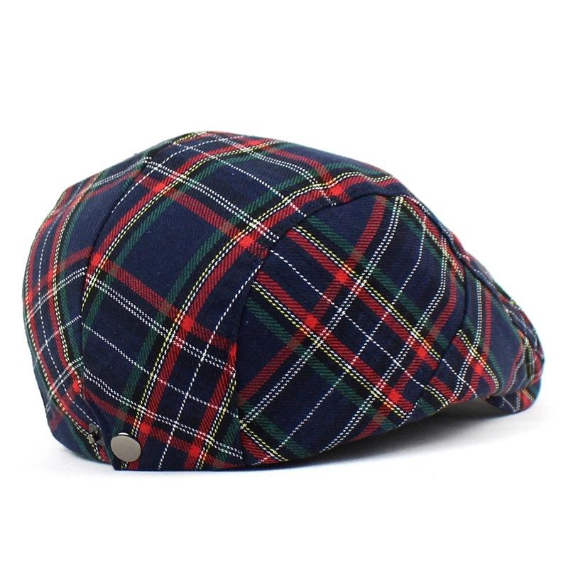 Mode Baskenmütze Frauen Englisch Plaid Ente Zunge Kappe Britischen Stil Männer Vorwärts Kappe