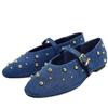 Fashion Fashion Round Toe Metal Rivets Ballet Flats Women Comfortable Shallow Buckle Mary Jane Shoes High Quality Blue Denim Flat Shoes