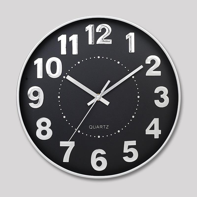 12 Inch 30CM Silent Wall Clock, Creative and Fashionable, Three-dimensional Digital Minimalist Clock for Home Living Room