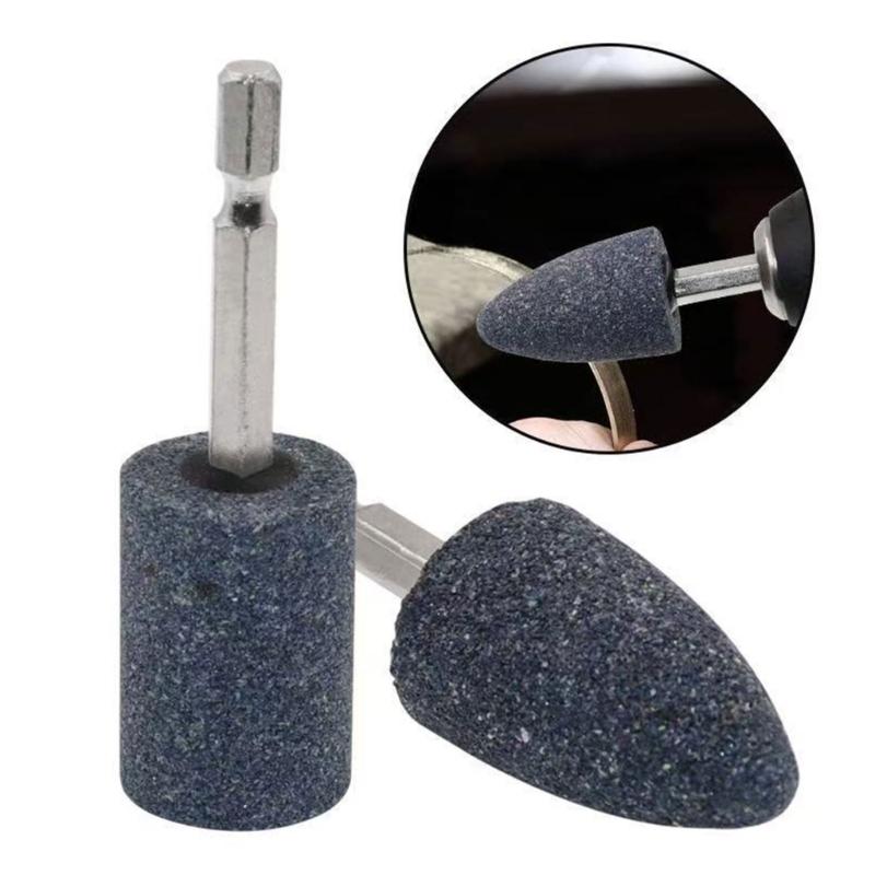 2Pcs Stone Polishing Grinding Wheel Hexagonal Shank Corundum Sharpening Head Drill Tool Machine Metal Grinder Rotating Cone