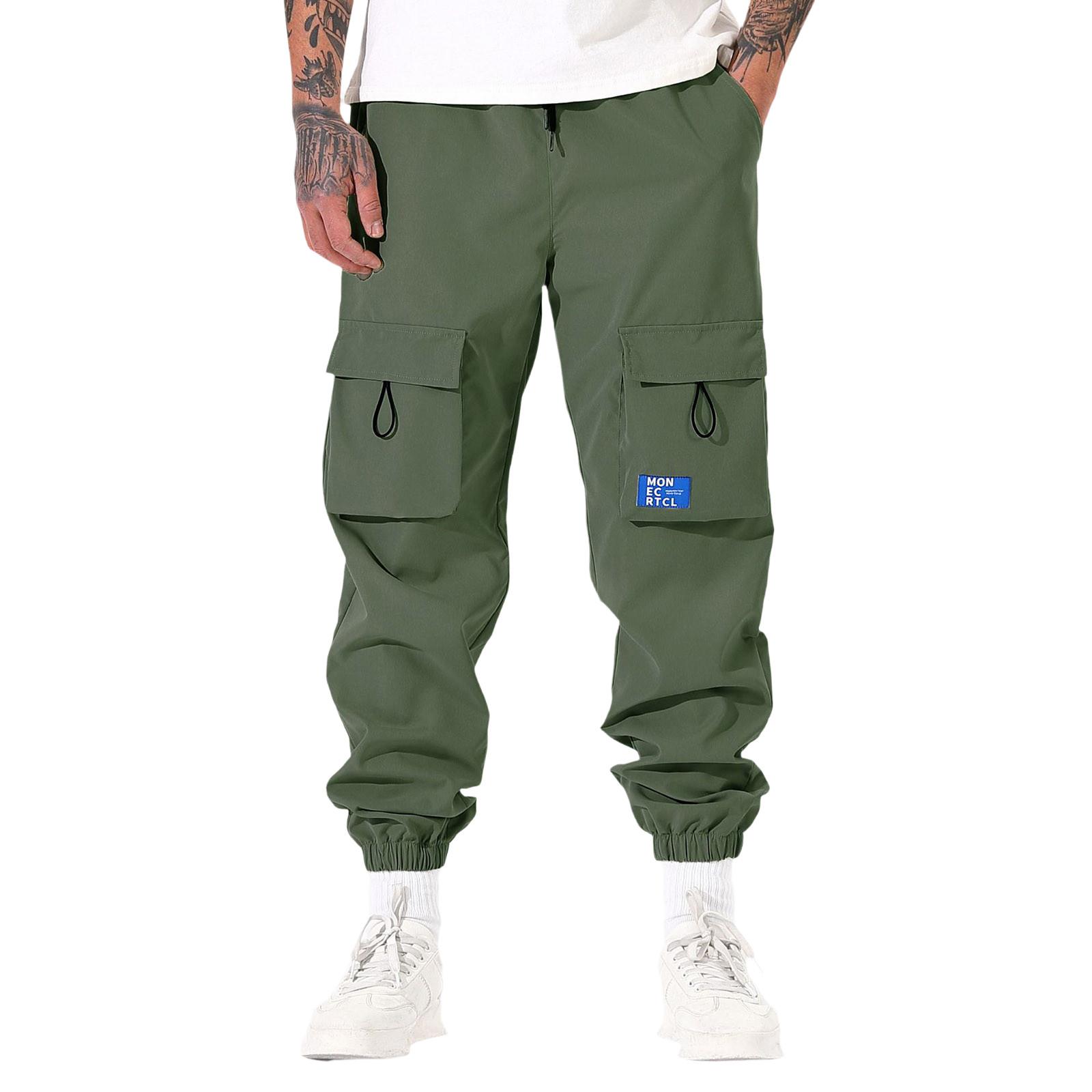 

Повседневные спортивные брюки мужские свободные длинные вставки фитнес бег тренировочные брюки L армия зеленый