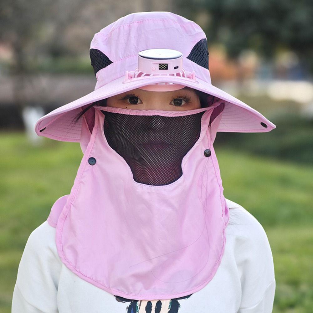 Digital Display Screen Wide Brim Visor Cap Neck Protection Cooling  Fisherman Hat  Adult