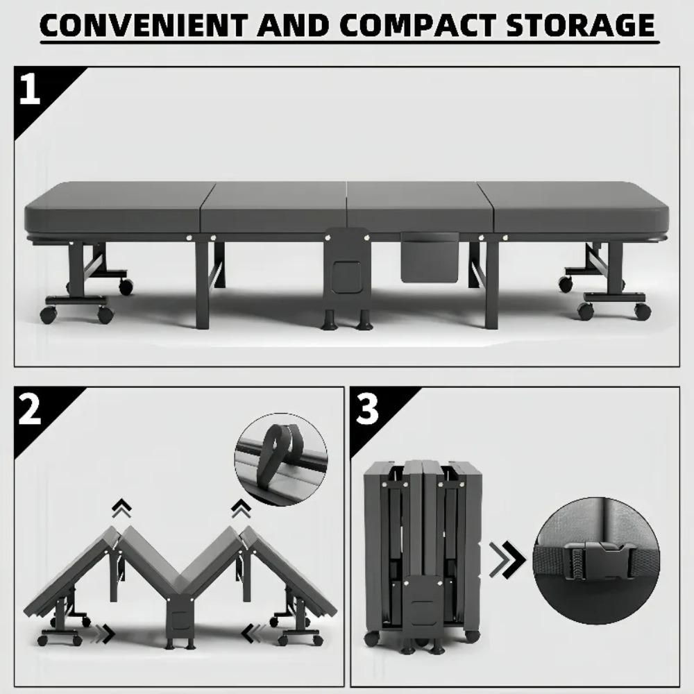 Heavy-Duty Portable Metal Bottom Frame Foldableing Bed,Lunch Bed,Ideal for Napping and Relaxation,Office Comfort,Space Saving