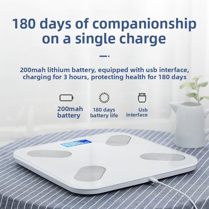 Smart Digital Body Scale, Rechargeable BMI Weight Scale, Electronic Body Fat Scale, LED Display Health Monitor for Home
