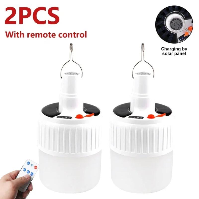 Solar Light Bulb 300W Camping Solar LED Light USB Rechargeable 5Lighting Modes Tent Hanging Bulb for Outdoor Hiking Emergency