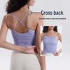 Yoga One-Piece Shockproof Camisole Sports Bra with Chest Pads & Beautiful Back Design for Women